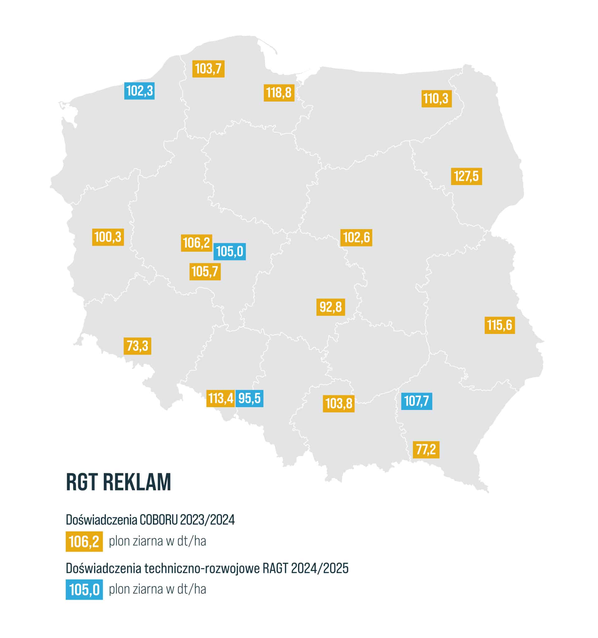 Pszenica ozima RGT Reklam mapka plonowania